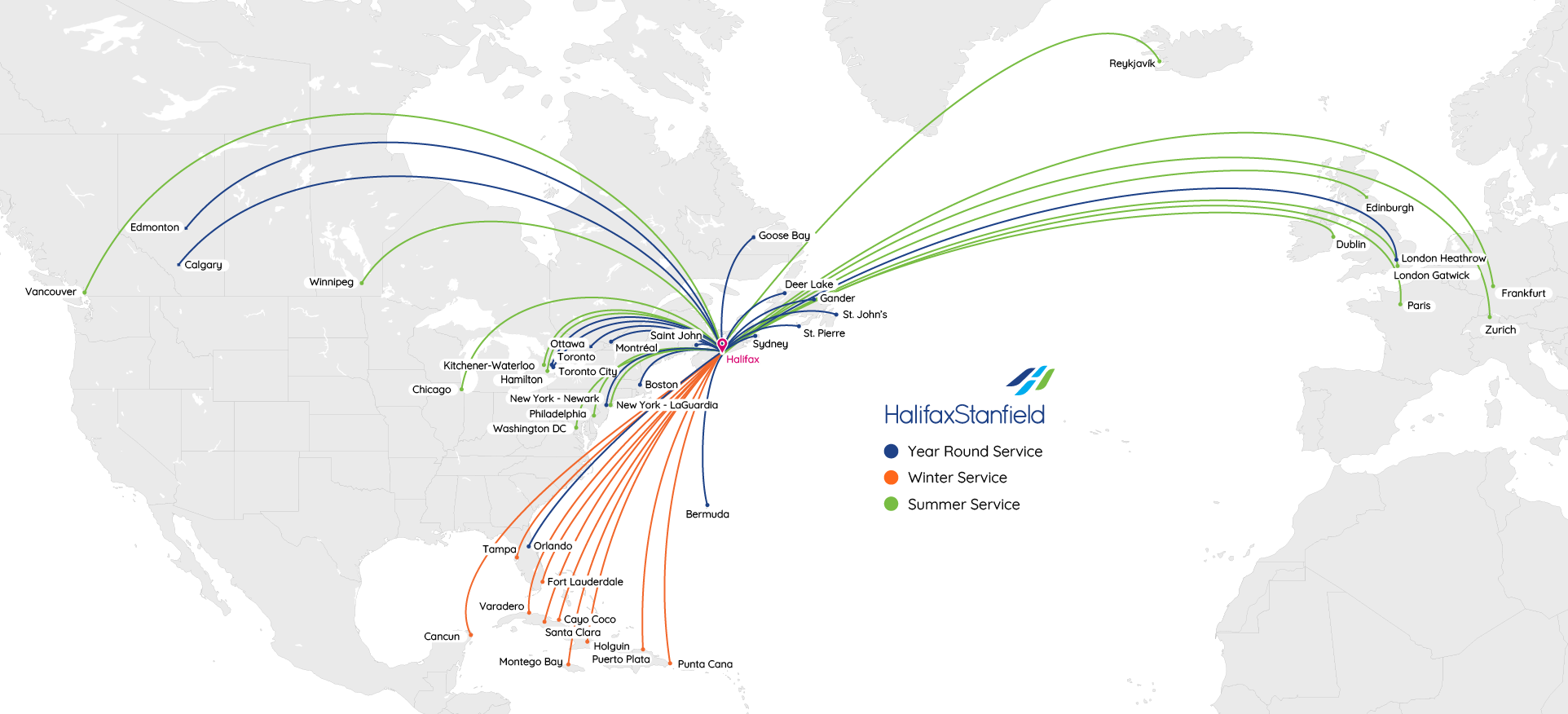 Halifax Airport Route Map Feb 2025