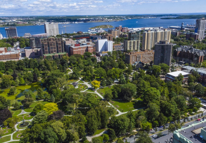Aerial of Halifax Public Gardens and Downtown