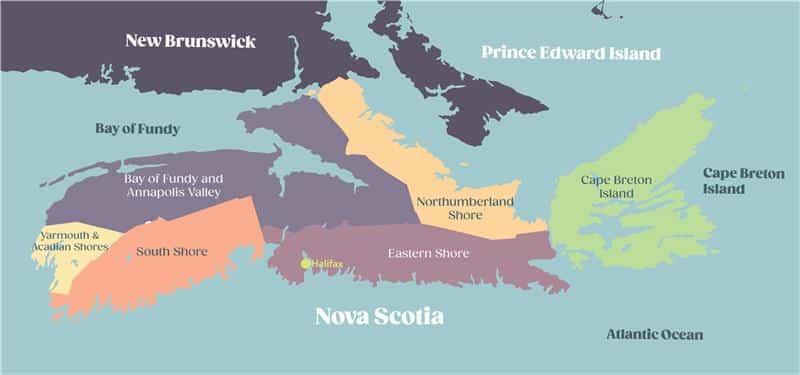 Map of Nova Scotia - Regions